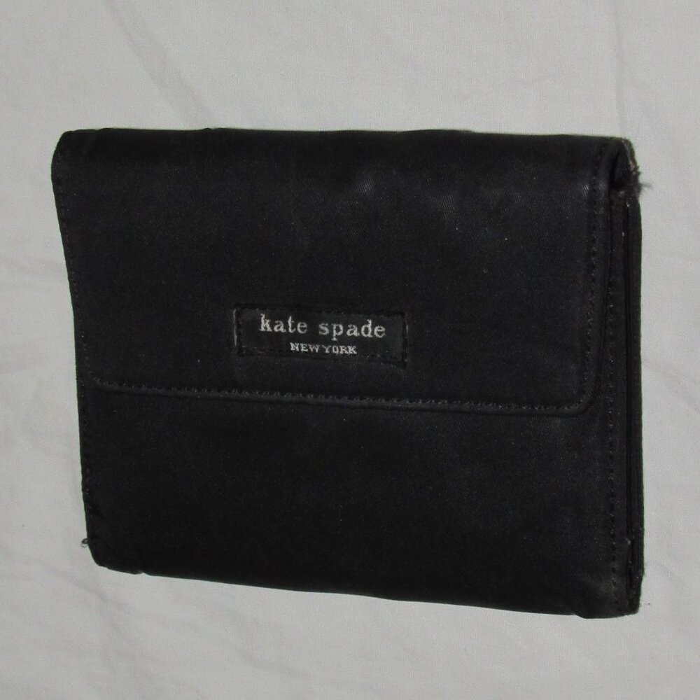 Vintage Y2K Kate Spade Black Nylon Bifold Wallet Bill Card Slots Snap Flap Coin